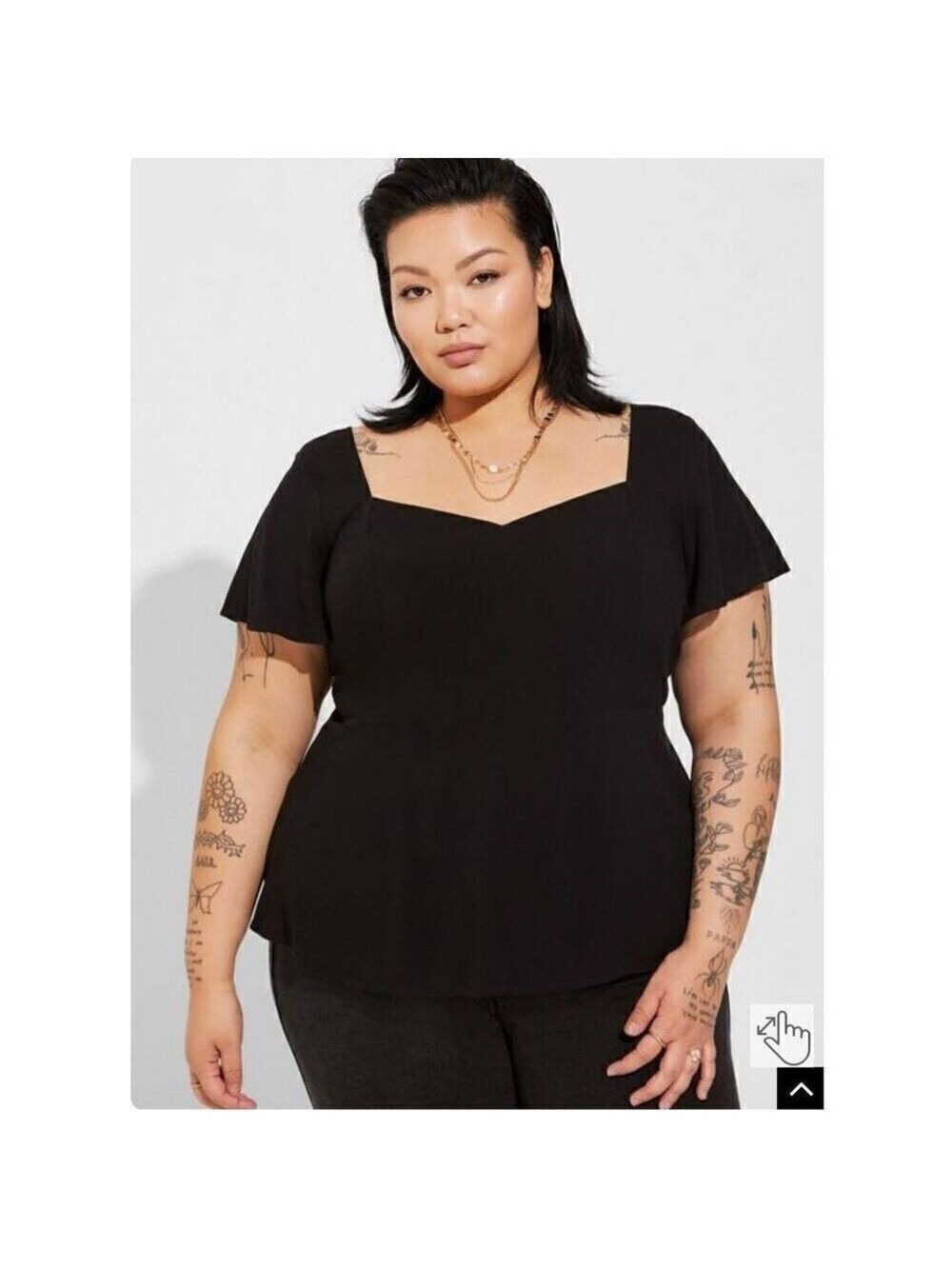 Torrid Peplum Challis Sweetheart Flutter Sleeve Top (Size 5)